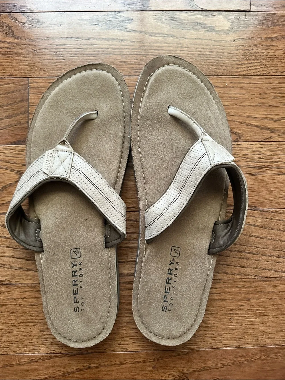 Sperry Men's Tan Suede Slide Sandals Size 13 Boats Beach Flip Flops Thongs